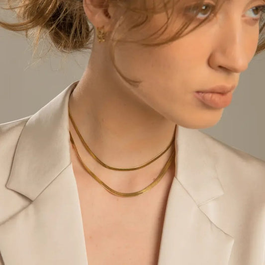 Gold Double Strand Snake Chain Necklace – Minimal Chic LN10174