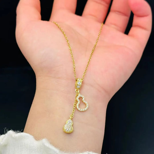 Gold Drop Pendant Necklace – Dainty Crystal Chain Jewelry LN10318