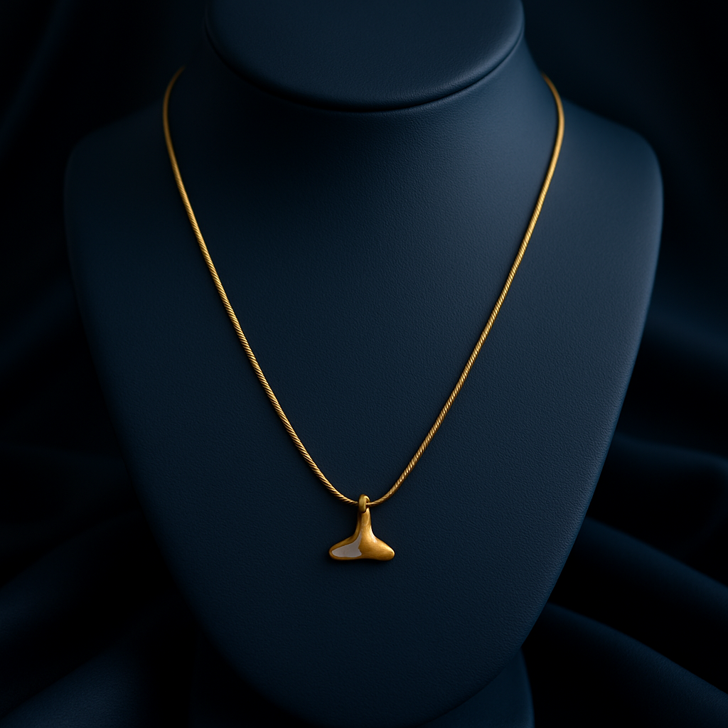Gold Enamel Whale Tail Pendant Necklace LN10210