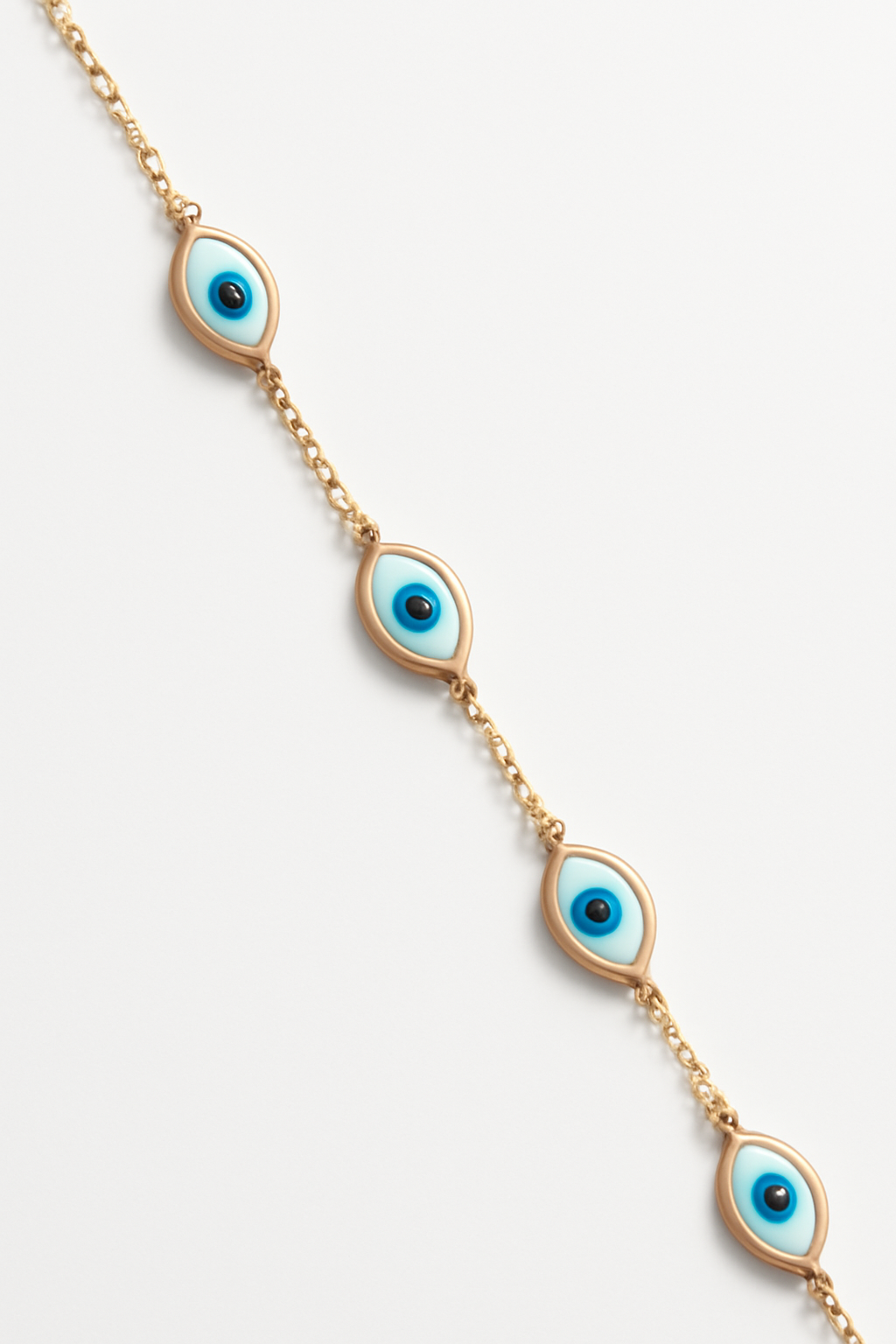 Gold Evil Eye Bracelet – Blue Enamel Protection Charm Jewelry LB10069