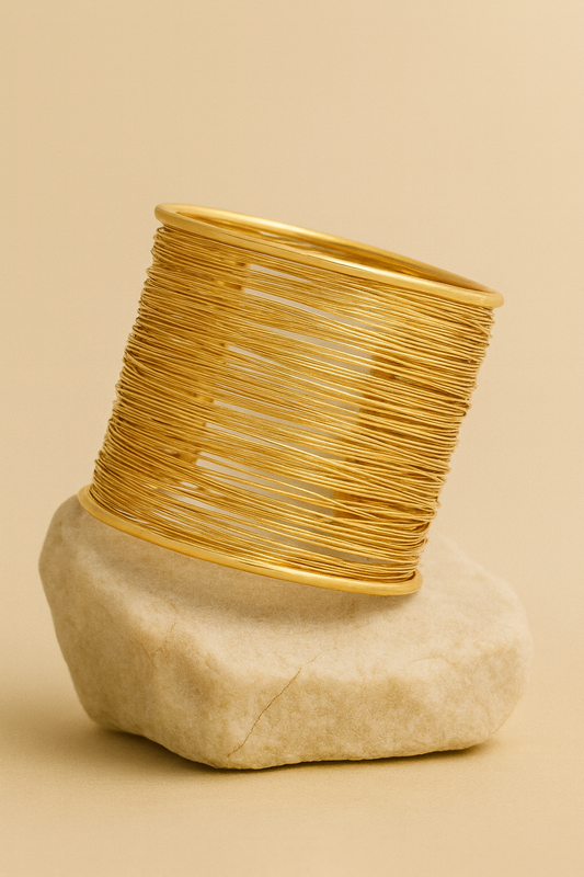 Gold Extra‑Wide Multi‑Strand Cuff Bracelet – Statement LB10122