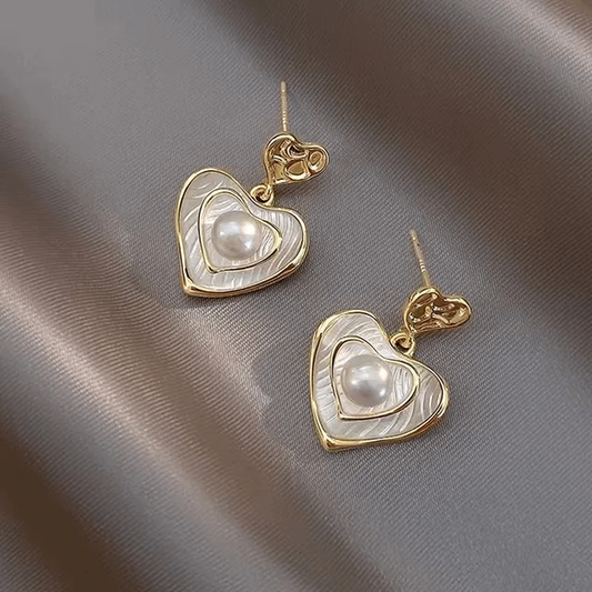 Gold Fringe Heart Statement Earrings LE10208