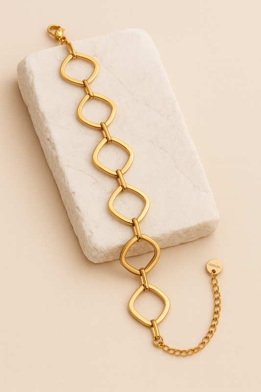 Gold Geometric Link Bracelet  Modern Women’s Chain Jewelry LB10170