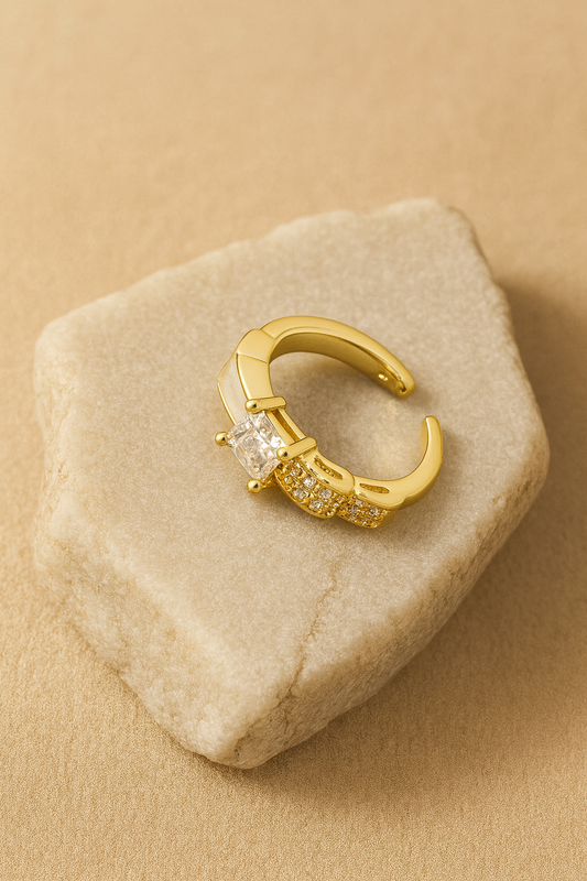 Gold Geometric Stone Ring LR10109