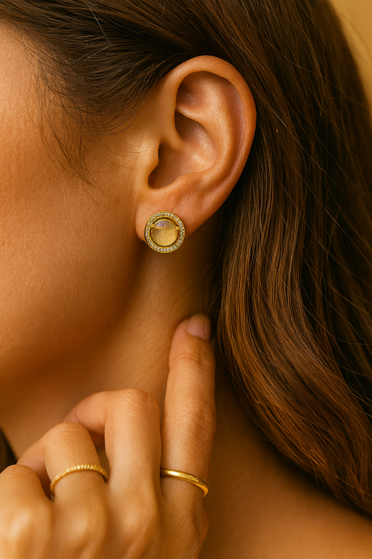 Gold Halo Stud Earrings LE10162