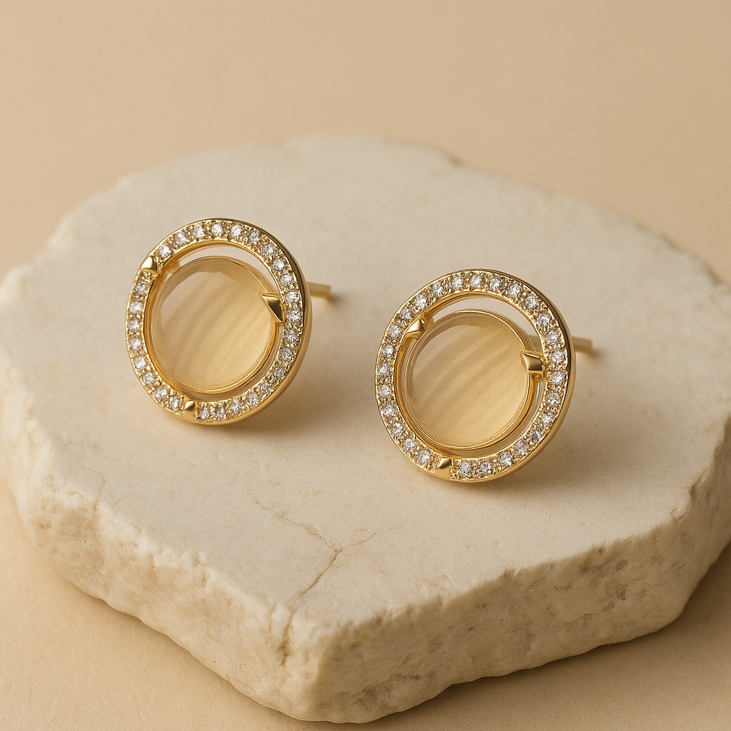 Gold Halo Stud Earrings LE10162