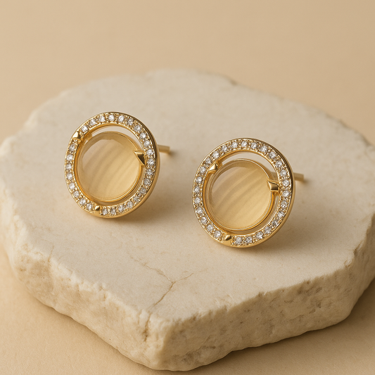 Gold Halo Stud Earrings LE10162