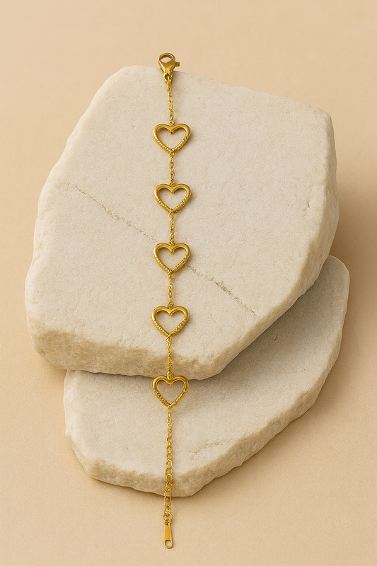 Gold Heart Link Bracelet  Romantic Chain Jewelry for Women LB10172