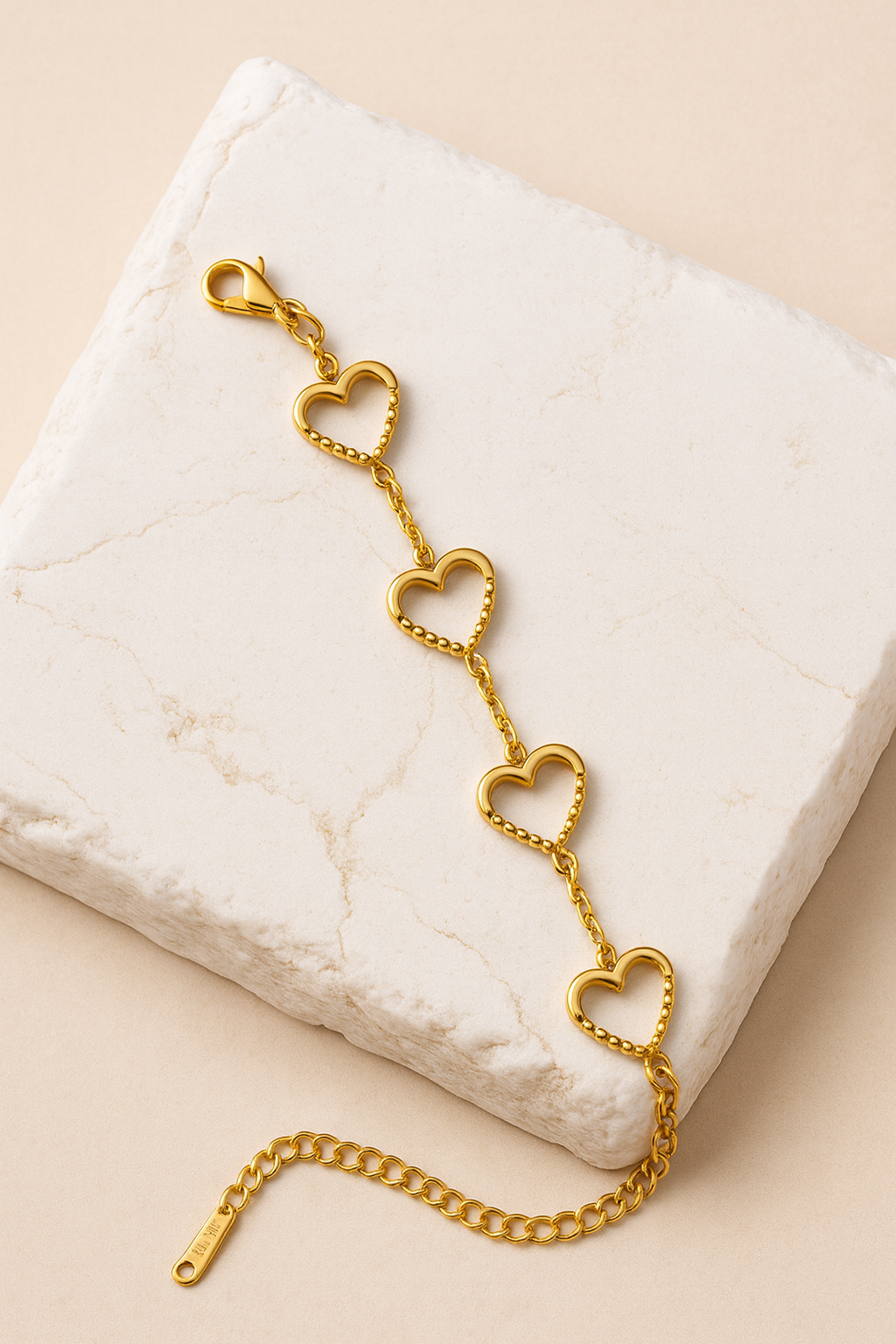 Gold Heart Link Bracelet  Romantic Chain Jewelry for Women LB10172