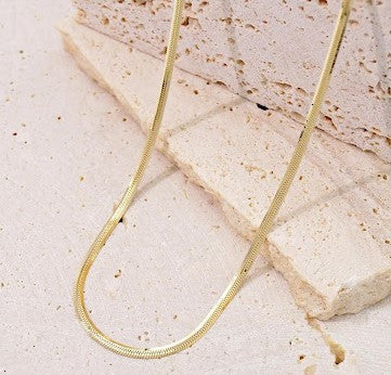Gold Herringbone Chain Necklace Gold Vermeil Flat Snake Chain  Minimalist Jewelry LN10116