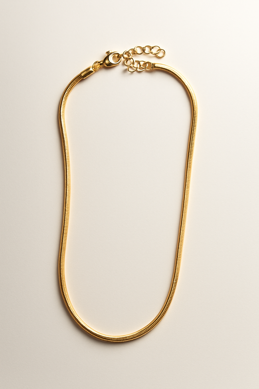 Gold Herringbone Chain Necklace Gold Vermeil Flat Snake Chain  Minimalist Jewelry LN10116
