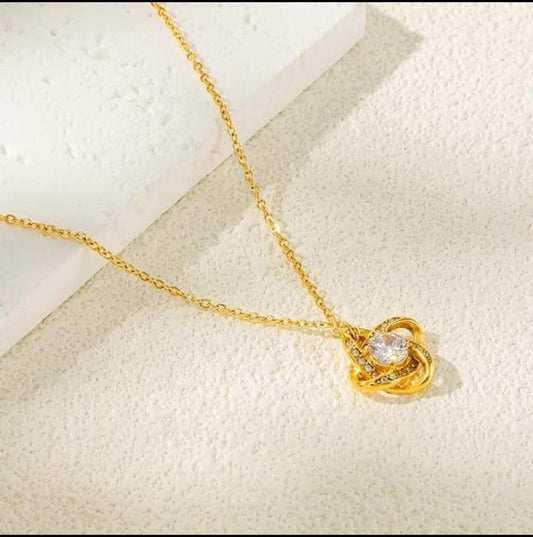 Gold Infinite Halo Pendant Necklace LN10178