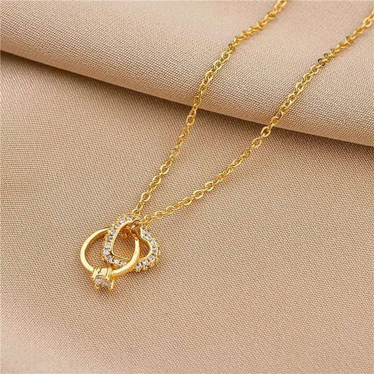 Gold Interlocking Heart Pendant Necklace LN10180
