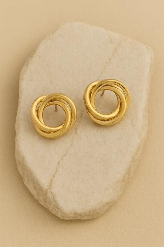 Gold Interlocking Knot Stud Earrings LE10231