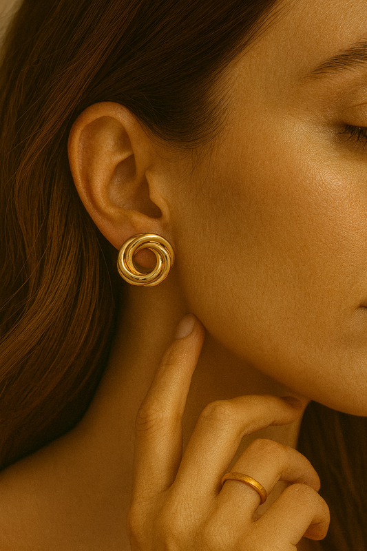 Gold Interlocking Knot Stud Earrings LE10231