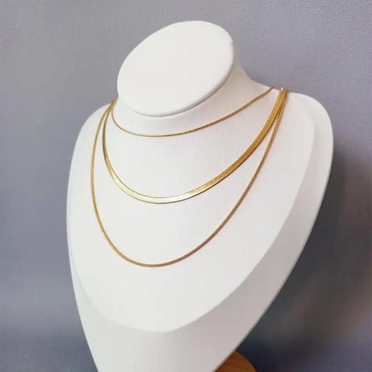 Gold Layered Snake Chain Necklace Set – Minimalist Jewelry LN10173