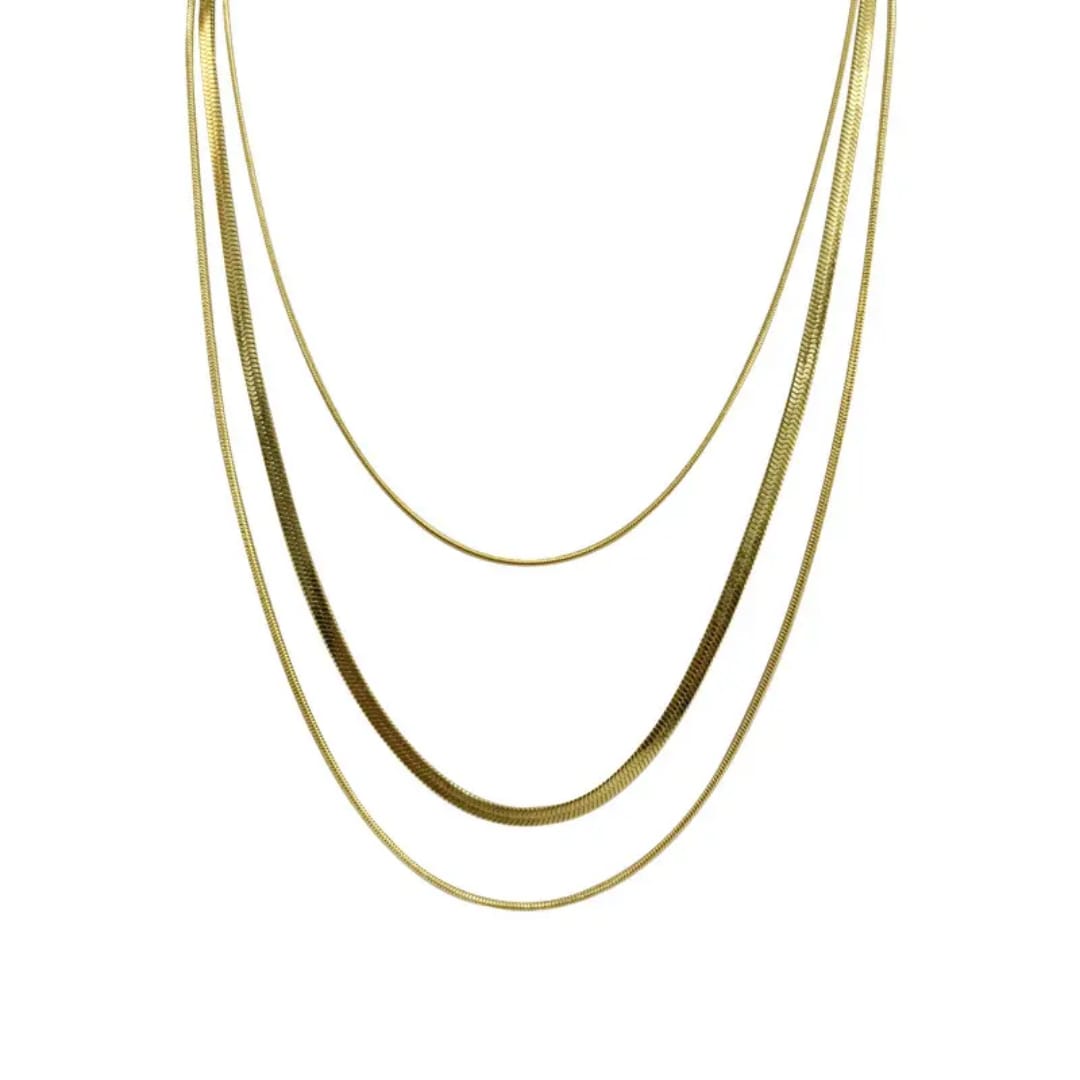 Gold Layered Snake Chain Necklace Set – Minimalist Jewelry LN10173
