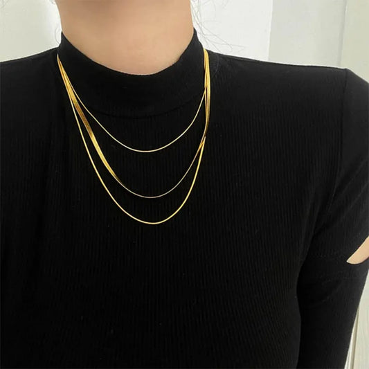 Gold Layered Snake Chain Necklace Set – Minimalist Jewelry LN10173