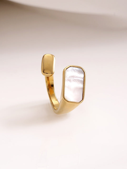 Gold Mother of Pearl Open Ring LR10112
