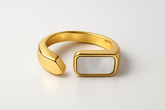 Gold Mother of Pearl Open Ring LR10112