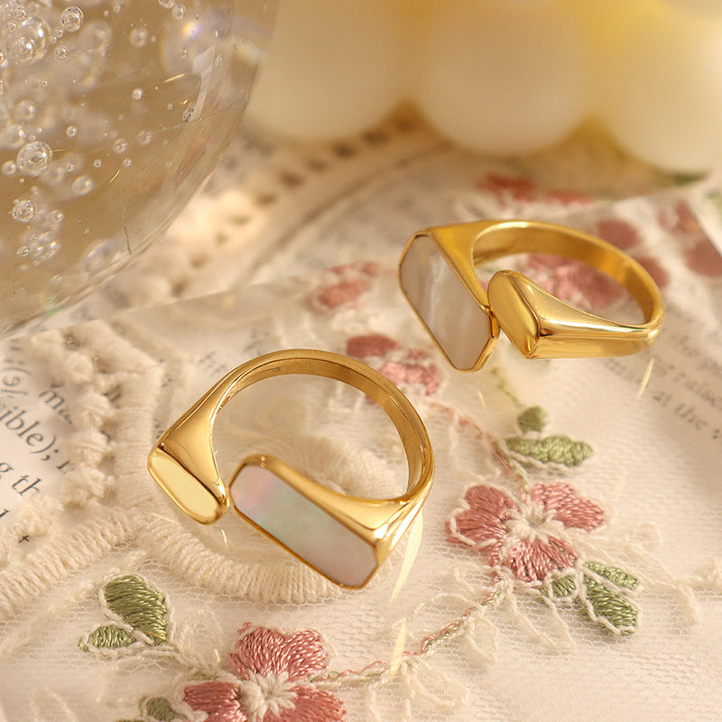 Gold Mother of Pearl Open Ring LR10112