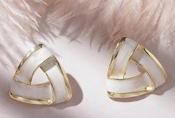 Gold Mother of Pearl Triangle Studs LE10163
