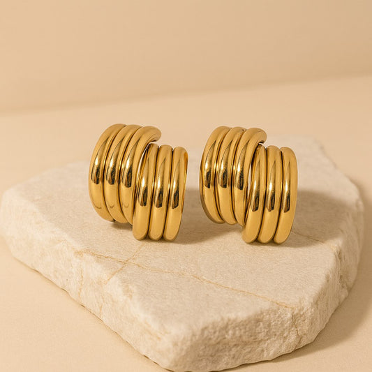 Gold Multi-Band Hoop Earrings LE10174