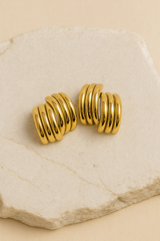 Gold Multi-Band Hoop Earrings LE10174