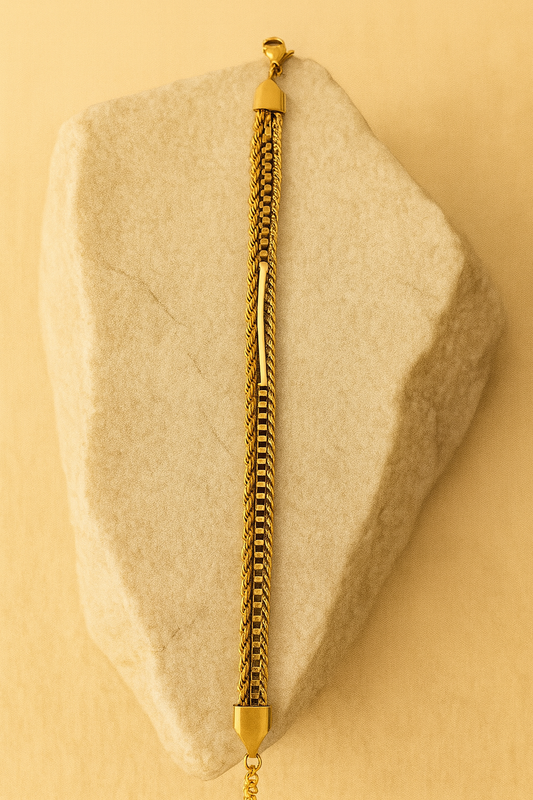 Gold Multi-Layer Chain Bracelet – Stylish Layered Link Jewelry LB10097
