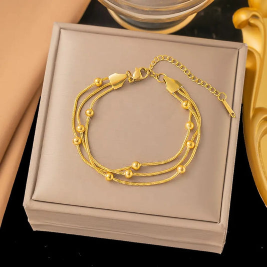 Gold Multi-Strand Ball Bead Bracelet LB10107