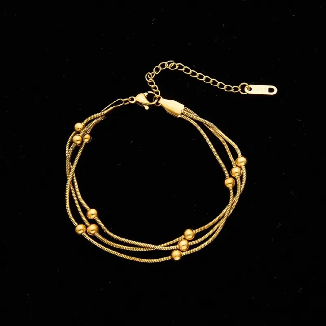 Gold Multi-Strand Ball Bead Bracelet LB10107