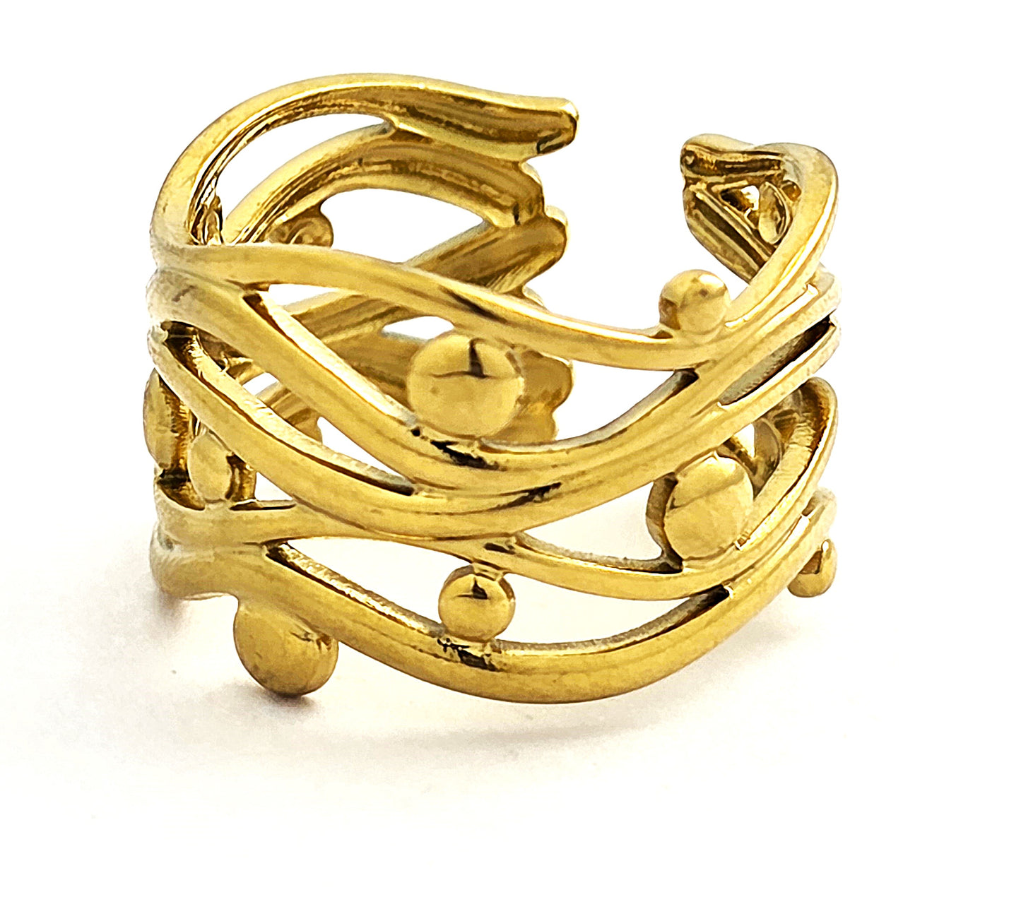Gold Multi Row Orbit Adjustable Ring LR10135