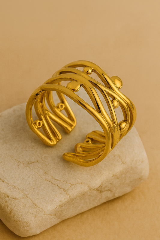 Gold Multi Row Orbit Adjustable Ring LR10135