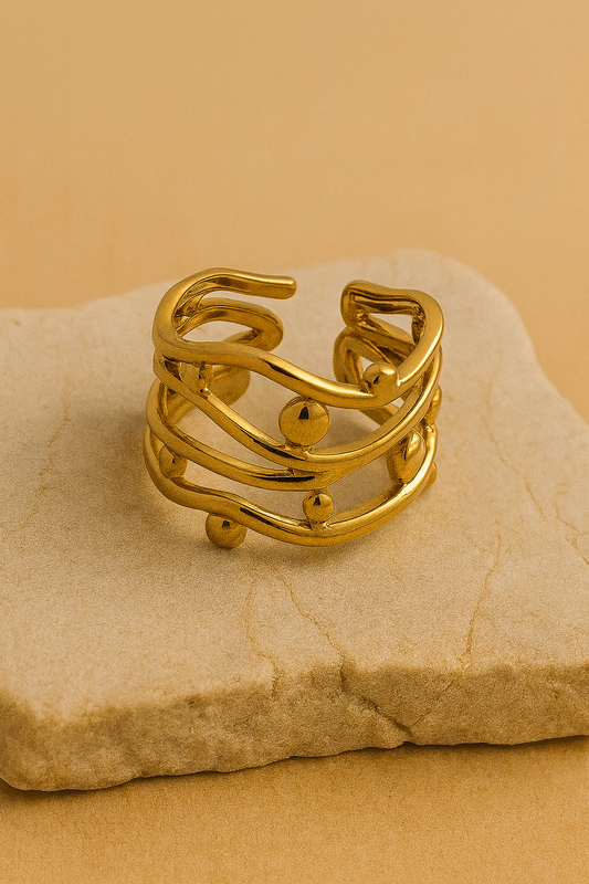 Gold Multi Row Orbit Adjustable Ring LR10135