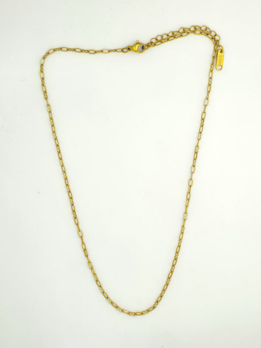 Gold Paperclip Oval Link Chain Necklace LN10220