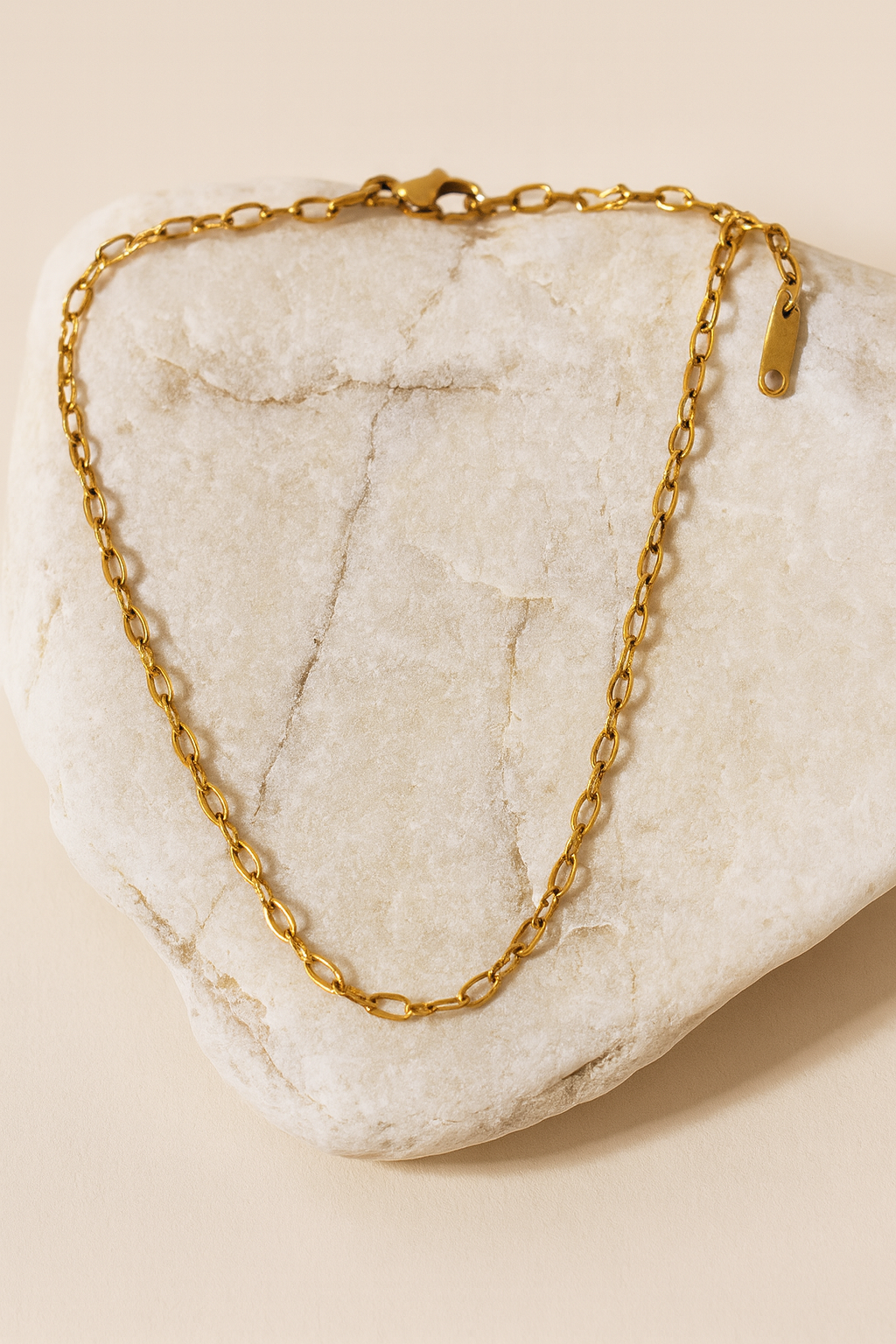 Gold Paperclip Oval Link Chain Necklace LN10220