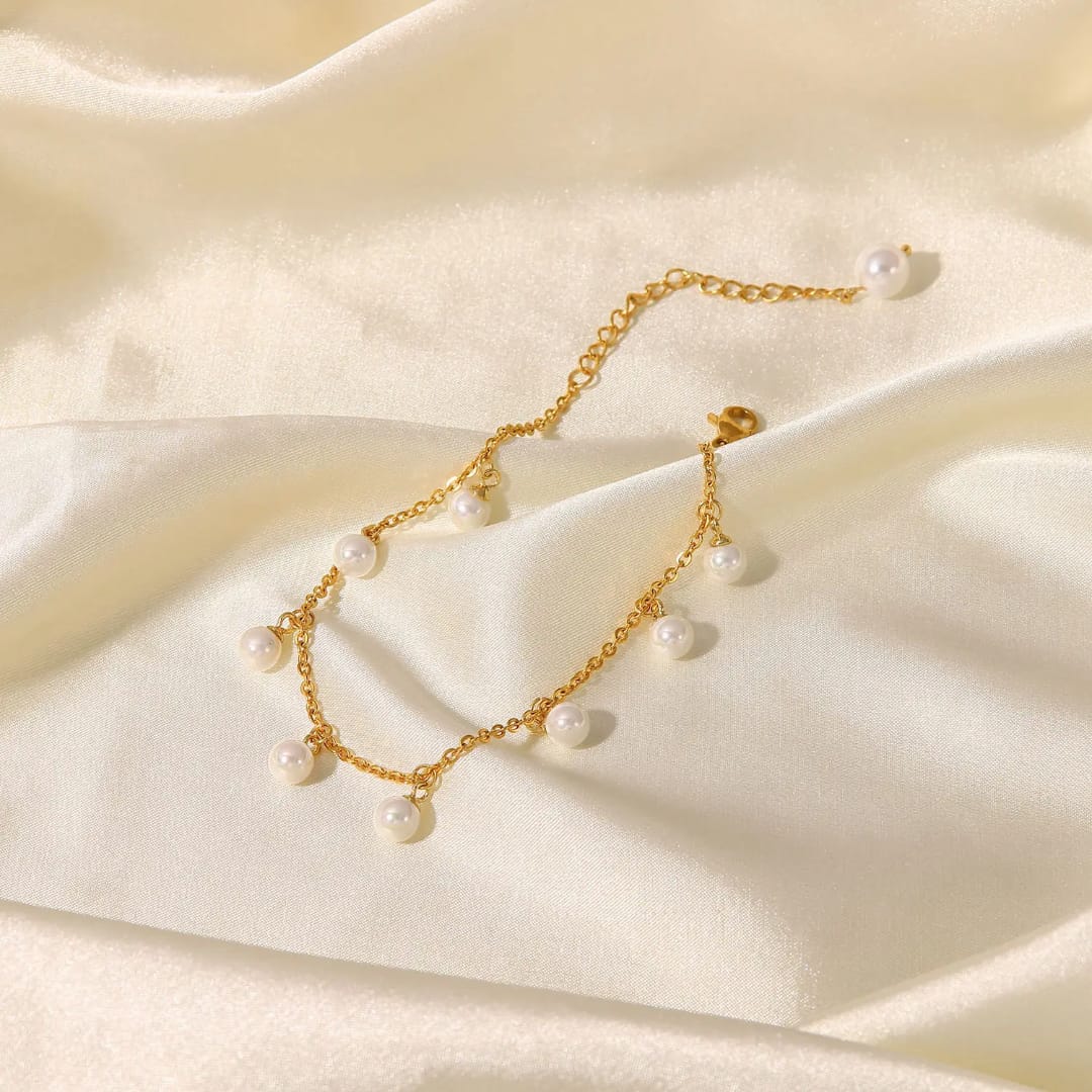 Gold Pearl Dangle Anklet LA10102