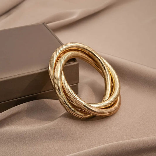 Gold Plated Coil Bangle – Bold Statement Bracelet for Women LB10206