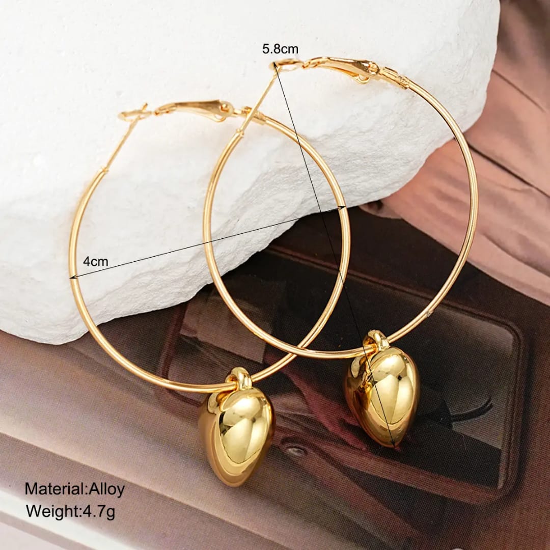 Gold Plated Heart Hoop Earrings – Chic Romantic Statement Jewelry LE10350