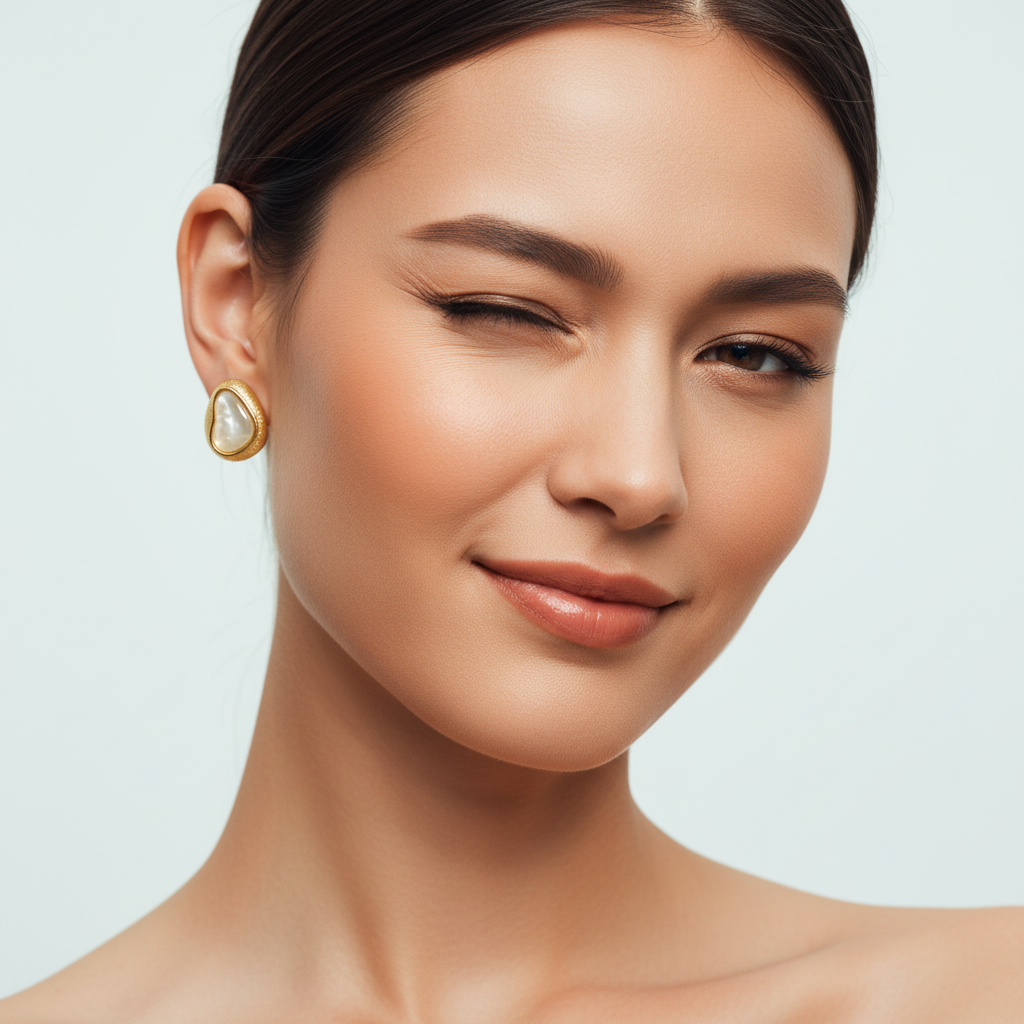 Gold Plated Irregular Pearl Stud Earrings – Minimal Elegant Statement Jewelry LE10345