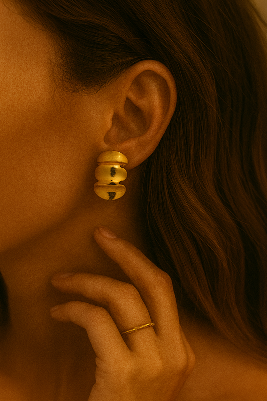 Gold Sculpted Dome Stud Earrings LE10224