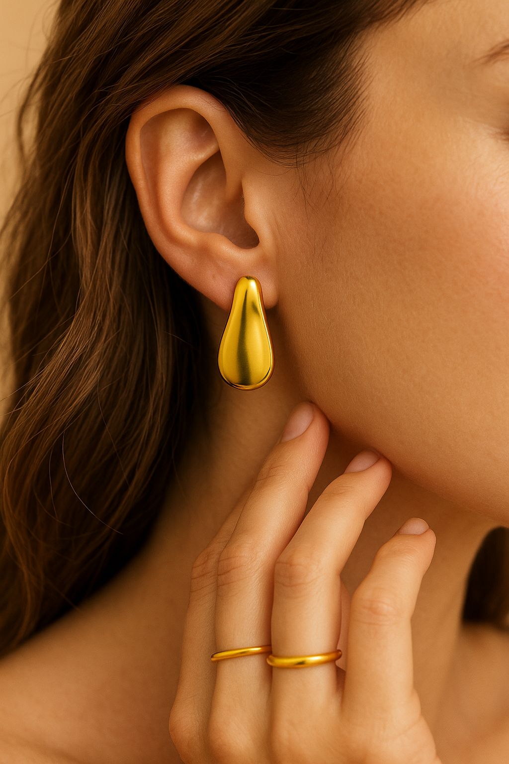 Gold Sculptural Drop Earrings LE10151