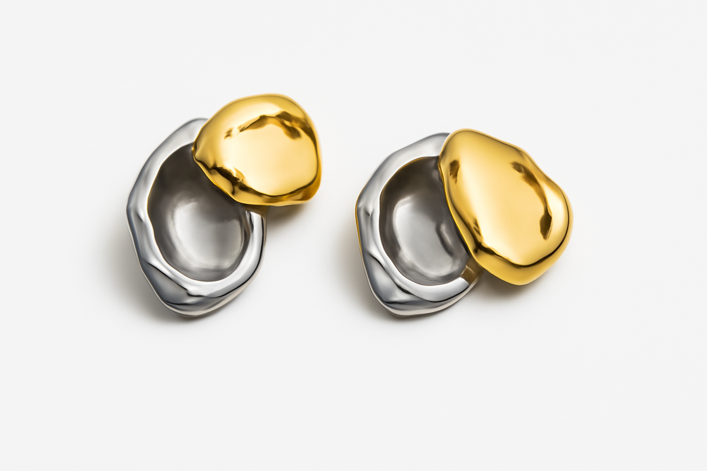 Gold Silver Abstract Stud Earrings LE10194