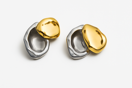 Gold Silver Abstract Stud Earrings LE10194