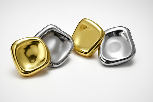 Gold Silver Cushion Stud Earrings LE10177