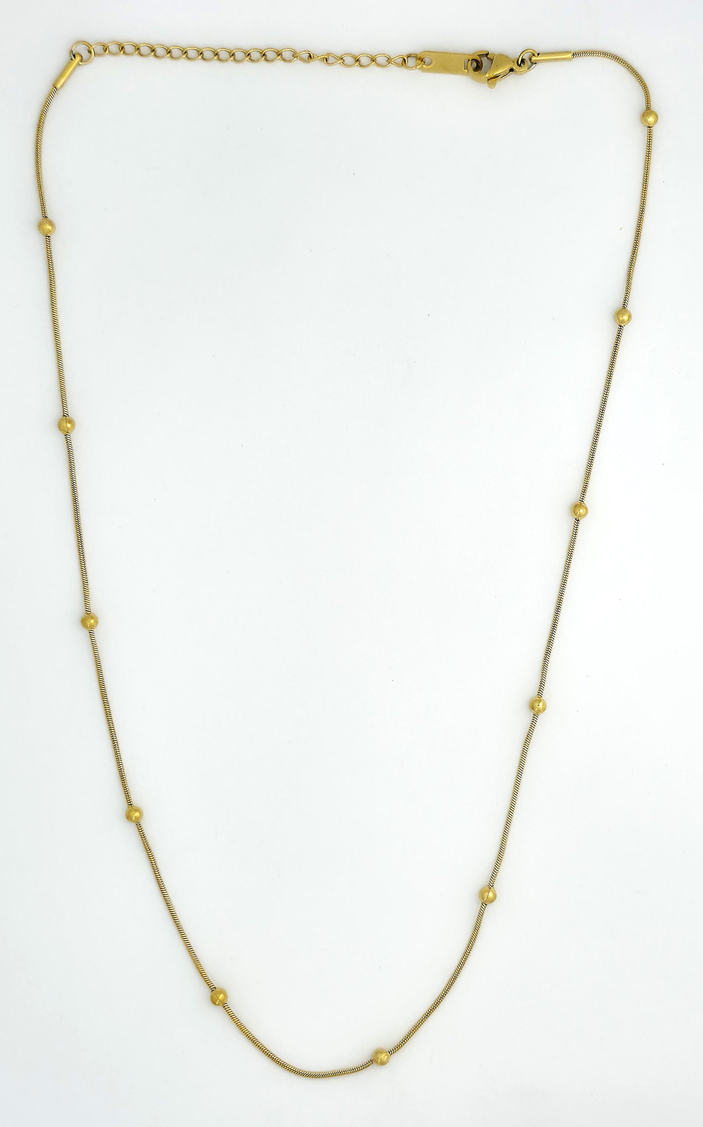 Gold Snake Chain Bead Station Necklace LN10225