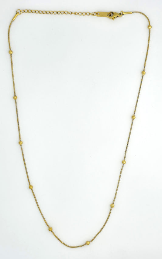 Gold Snake Chain Bead Station Necklace LN10225