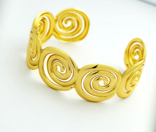 Gold Spiral Openwork Cuff Bracelet LB10130