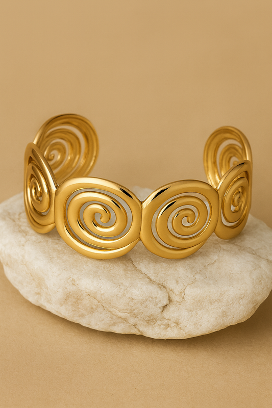 Gold Spiral Openwork Cuff Bracelet LB10130