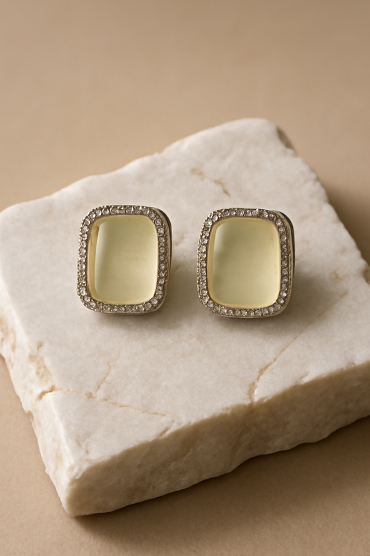 Gold Square Halo Stud Earrings LE10165